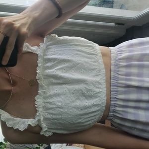 Cropped eyelet top